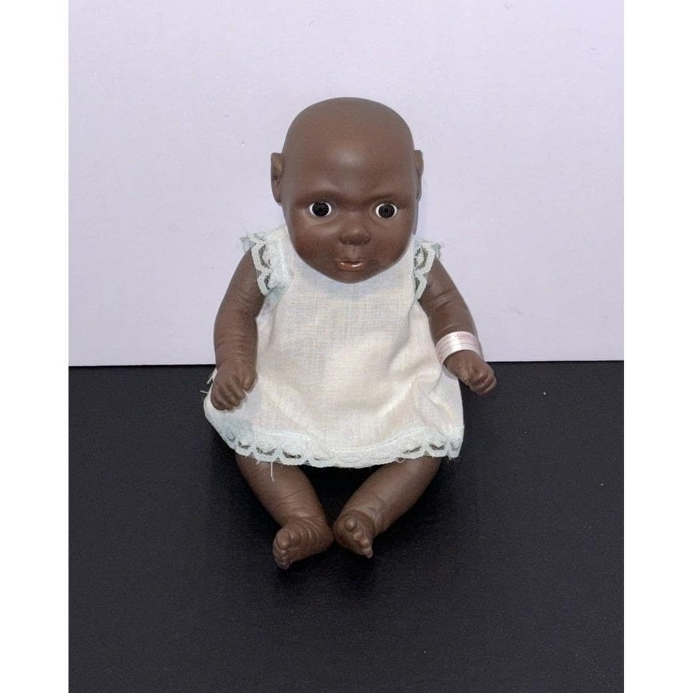 Vintage Anatomically Correct Black Newborn Baby Girl Doll 12"